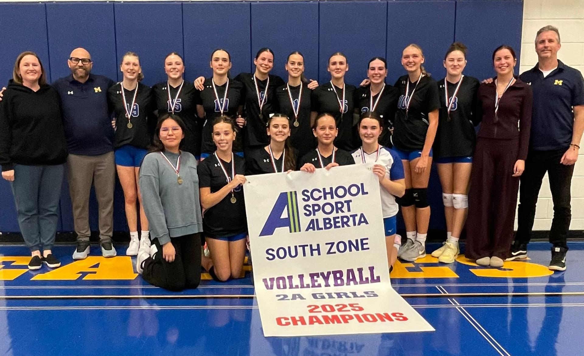 Magrath School Team History: The road to the 2A zone championship was one that was not one that was well-paved or often travelled. Our Pandas compete in a 4A/5A league and it was a bit rough at times. However, the consistent beatings helped prepare us all season to play at a high level, a level that allwed the Pandas to go through the 2A south zone tournament with an unblemished record, dropping not sets to any team in the tournament.