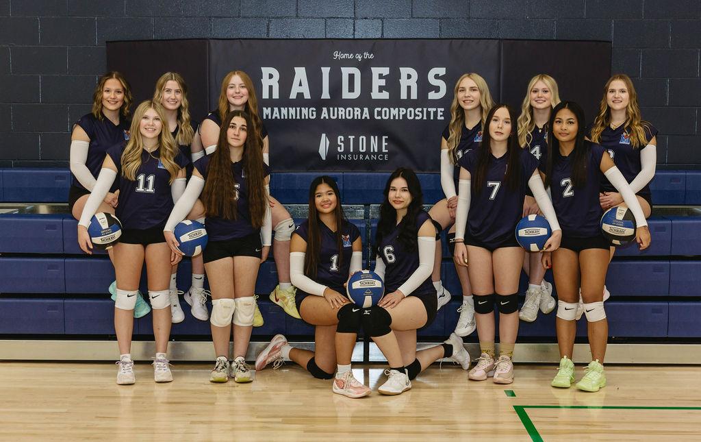 Manning Aurora Composite School Team History: This season marks a remarkable milestone as our girls attend Provincials for the third consecutive year—and have the incredible honour of hosting the championship on their home court. Their commitment to the sport and to each other shines through in every match!  We are excited to welcome teams from across the province to our community. They are proud to represent their school and their hometown, and can’t wait to share the court with the best teams in Alberta!