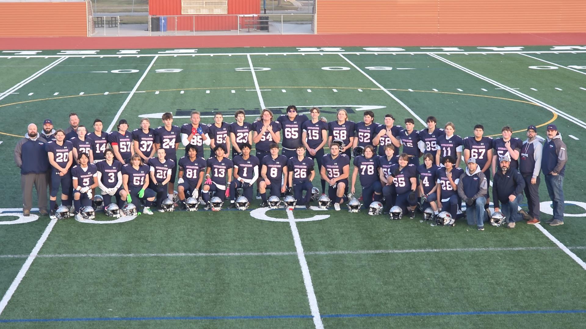 Notre Dame (Bonnyville) 9-a-side Team History: The Voyageurs are a joint school team made up of local Bonnyville high schools. The program started 12-a-side football in 1985 and in 1986, played in the inaugural Tier III championship against the Cochrane Cobras, placing second to a very dominant Cobras squad. Up until this year, the Voyageurs played in the competitive Wheatland league with mixed success. The coaching staff decided to drop down to 9-a-side as we felt the game better matched the athletes.